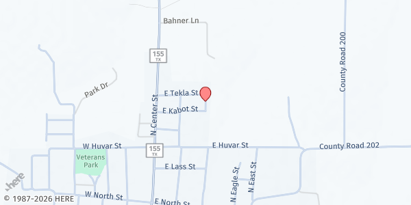Map showing Mt. Arie Baptist Church at 401 Post Oak, Weimar, TX