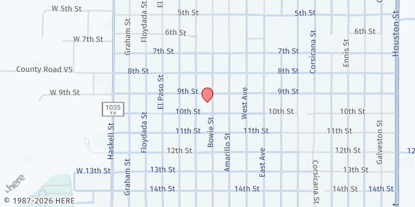 Map showing Collingsworth Ministerial Alliance at 901 Bowie St, Wellington, TX