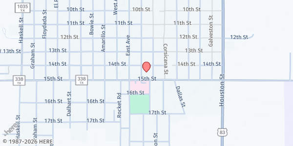 Map showing Collingsworth Ministerial Alliance at 1106 15th St., Wellington, TX