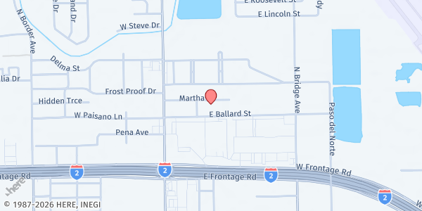 Map showing Iglesia Bautista Calvario de Weslaco at 210 Martha St., Weslaco, TX