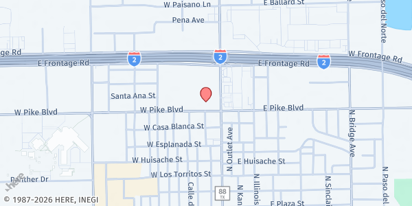 Map showing San Martin Food Pantry at 901 N. Texas Blvd., Weslaco, TX