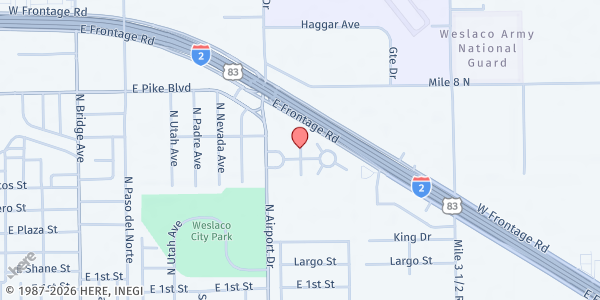 Map showing Weslaco Housing Authority -Alta Vista at 600 N. Airport Dr., Weslaco, TX
