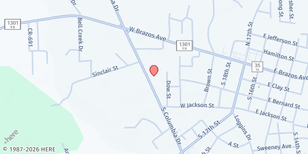 Map showing A Place For Grace at 301 S Columbia Dr, West Columbia, TX