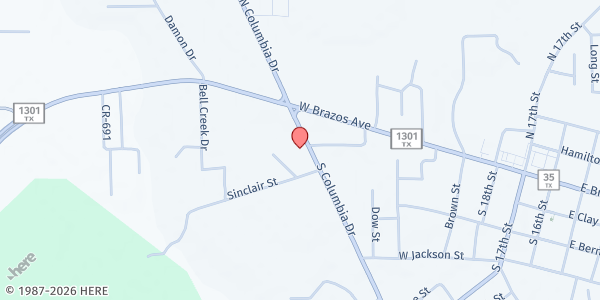 Map showing Iglesia Centro Cristiano at 114 South Columbia Dr, West Columbia, TX