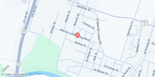 Map showing Just Do It Now at 1619 Martin Luther King Blvd., Wharton, TX