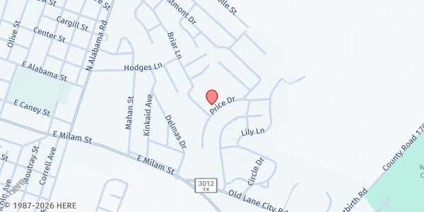 Map showing SVDP Holy Trinity Church at 2011 Briar Ln, Wharton, TX