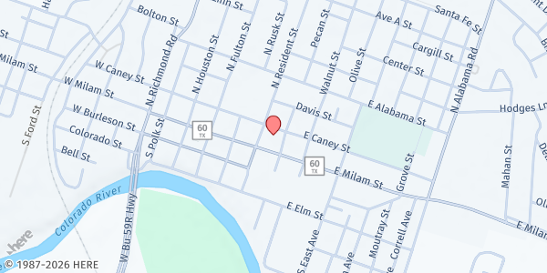 Map showing Wharton County Food Pantry at 315 E Milam St, Wharton, TX