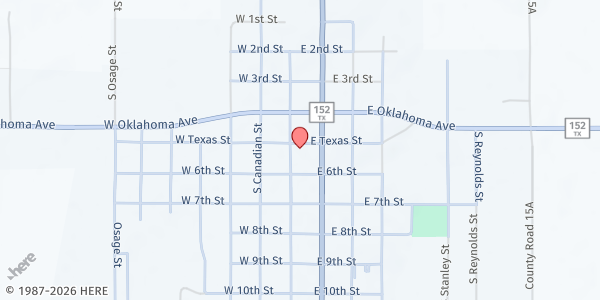 Map showing Cornerstone-Wheeler at 106 E. Texas Ave., Wheeler, TX