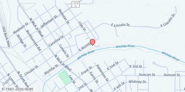 Map showing Ben Donnell Housing Center - Mobile Food Pantry at 15 E. Wichita St., Wichita Falls, TX