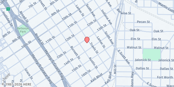 Map showing Faith Mission at 1300 Travis St, Wichita Falls, TX