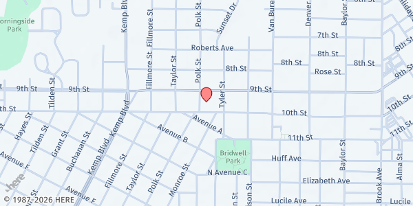 Map showing Floral Heights Community Food Pantry at 2214 10th St., Wichita Falls, TX