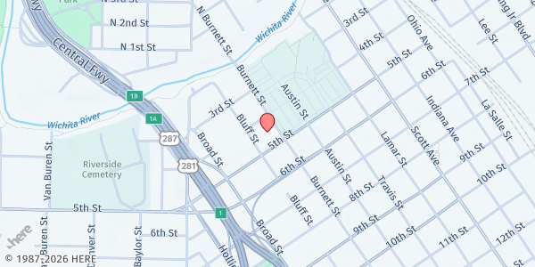 Map showing Midtown Manor Mobile Pantry at 400 Burnett St., Wichita Falls, TX