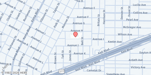 Map showing Mobile Food Pantry- Old HS at 2149 Ave. H, Wichita Falls, TX