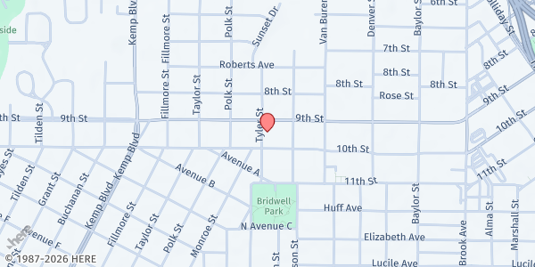 Map showing North Texas Pantry at 903 Tyler St., Wichita Falls, TX