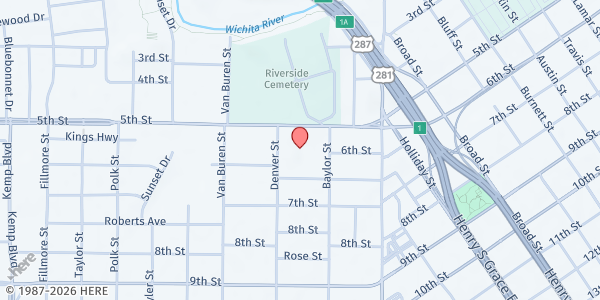 Map showing RCCG Bible & Prayer Fellowship at 1823 Seymour Hwy., Wichita Falls, TX