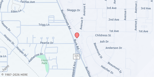 Map showing SAFB Bus Stop, north of Main Gate at 4031 Burkburnett Rd, Wichita Falls, TX
