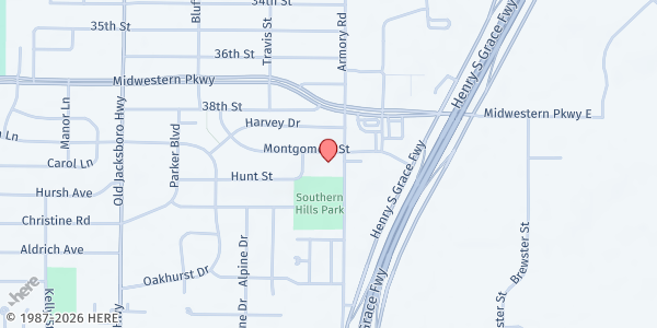 Map showing Southside Youth Center at 1205 Montgomery St, Wichita Falls, TX
