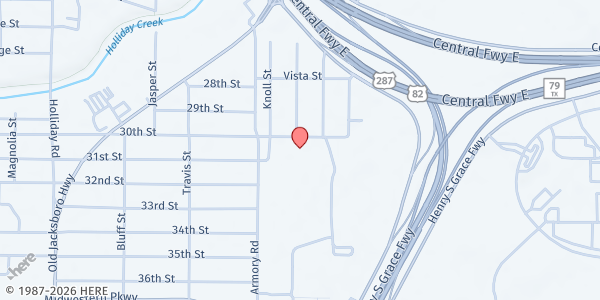 Map showing The Teen Shelter at 1101 30th St, Wichita Falls, TX