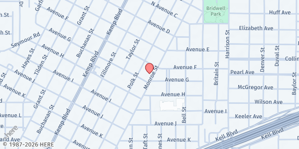 Map showing Wichita Falls Victory Ministries, Inc. at 1608 Monroe St., Wichita Falls, TX