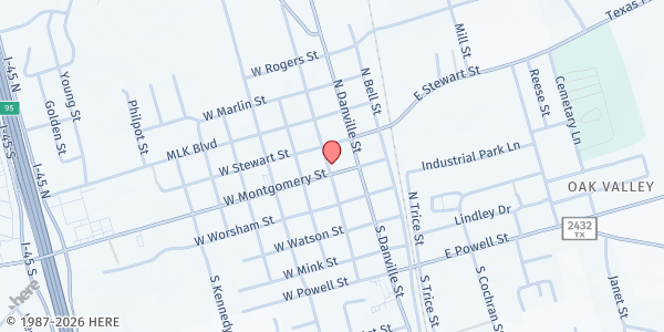 Map showing TLC Food Pantry at 110 W. Montgomery St., Willis, TX