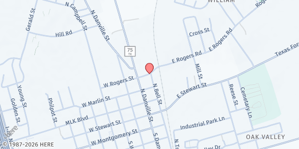Map showing Willis Community Resource Center at 620 N Bell St, Willis, TX