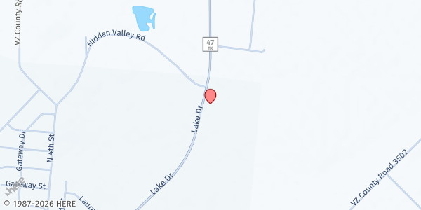 Map showing Shining Light Food Ministry at International Outreach at 1404 Lake Dr., Wills Point, TX