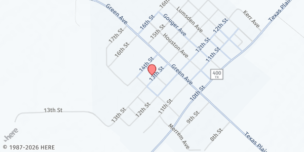 Map showing St John Lutheran Church at 1305 Dickson Ave., Wilson, TX