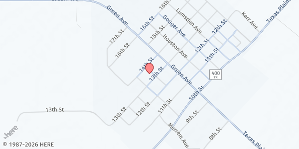 Map showing St. John Lutheran Church at 1305 Dickson Ave., Wilson, TX