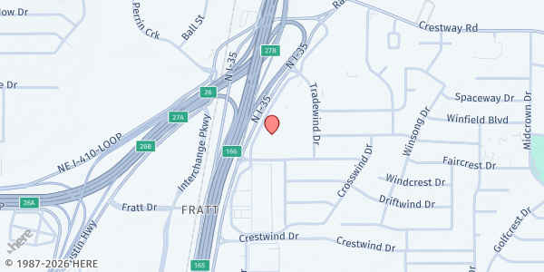 Map showing New Creation Christian Fellowship Windcrest at 8700 Fourwinds Dr., Windcrest, TX