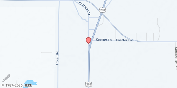 Map showing Family Life & Mission Outreach at 101 Church St, Windthorst, TX
