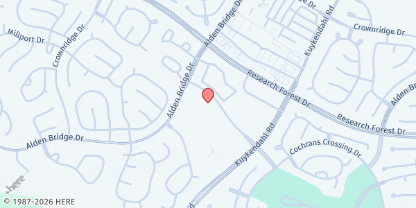 Map showing St. Anthony of Padua Catholic Church at 7985 Bay Branch Dr., The Woodlands, TX