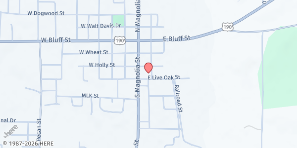 Map showing Caring Is Sharing at 308 S. Beaver St., Woodville, TX