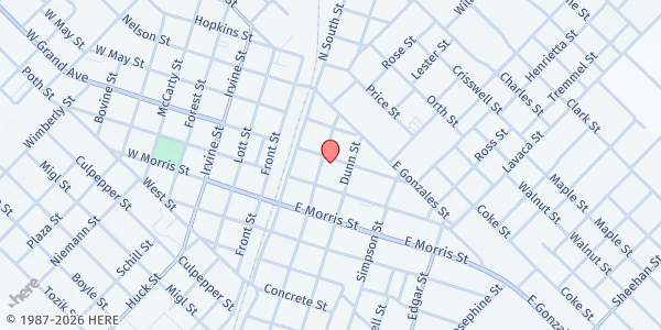 Map showing First Baptist Church - Yoakum at 202 E Grand Ave, Yoakum, TX