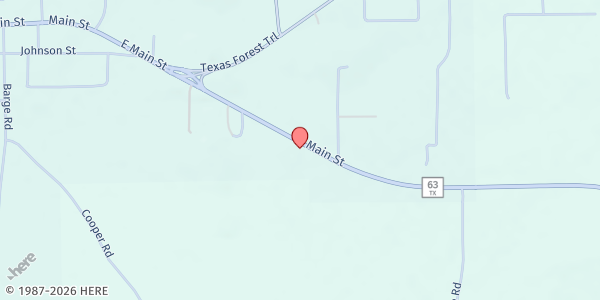 Map showing First Baptist Church Zavalla at 1034 E. Main St., Zavalla, TX