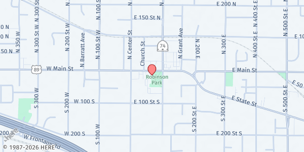 Map showing American Fork Senior Center at 54 E Main St., American Fork, UT