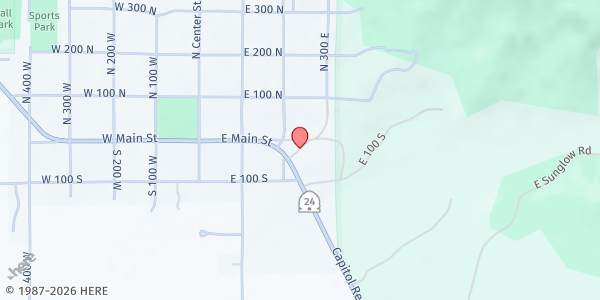 Map showing Central Utah Food Sharing - Bicknell at 605 S 350 E, Bicknell, UT