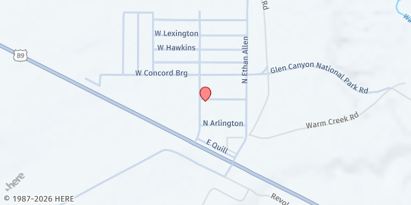 Map showing Big Water Care & Share at 175 Aaron Burr, Big Water, UT