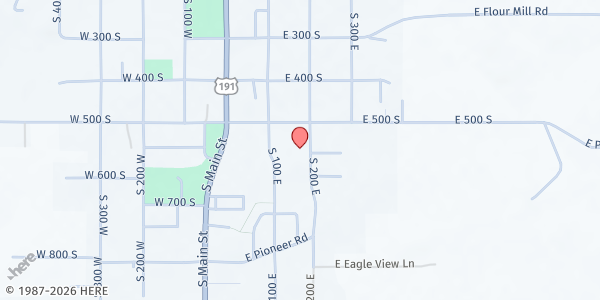Map showing Blanding Mobile Pantry at 558 S. 200 E., Blanding, UT