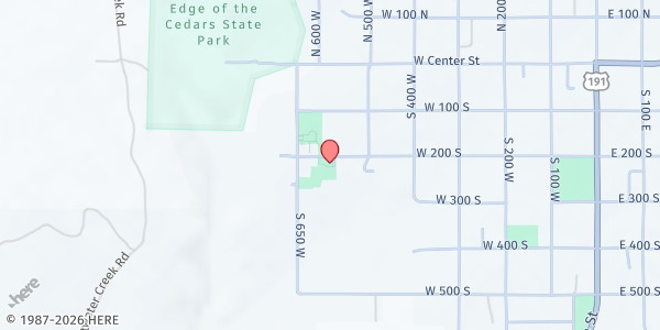 Map showing The Church of Jesus Christ of Latter-day Saints - Blanding at 567 W 200 S, Blanding, UT