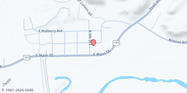 Map showing Bluff Food Bank at 630 Black Locust Ave, Bluff, UT