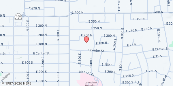 Map showing Bountiful Community Food Pantry at 480 E 150 N, Bountiful, UT