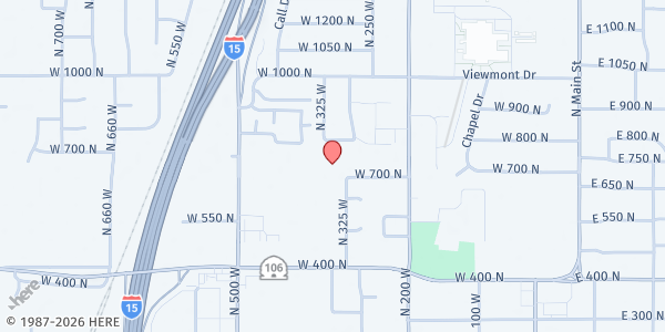 Map showing Meadowbrook Elementary CLC at 700 N 325 W, Bountiful, UT