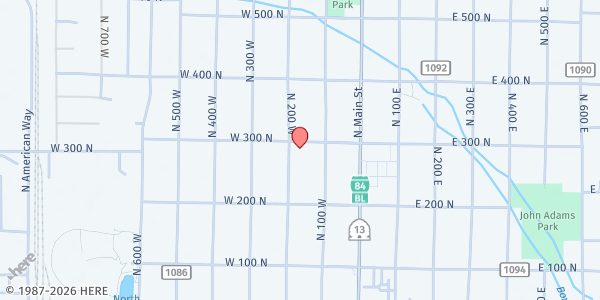 Map showing Box Elder Community Pantry at 272 N 200 W, Brigham City, UT