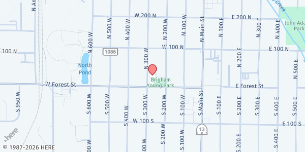 Map showing Brigham City Senior Center at 24 N 300 W, Brigham City, UT