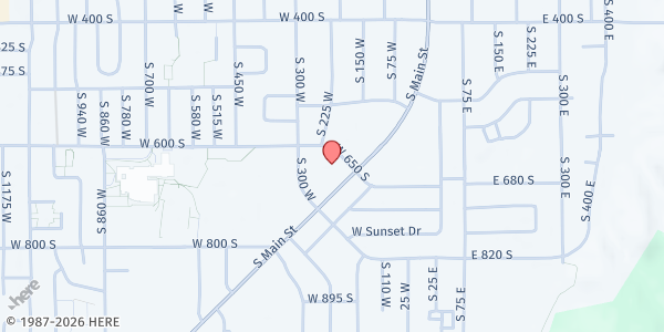 Map showing Authentically Unique dba Hope House at 195 W 650 S, Cedar City, UT