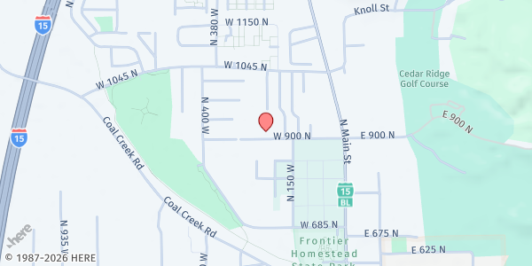 Map showing Care & Share (Iron County) Emergency Temporary Shelter at 244 W 900 N, Cedar City, UT