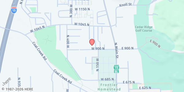 Map showing Iron County Care & Share at 222 W 900 N, Cedar City, UT