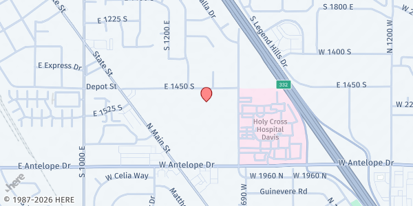 Map showing Department of Workforce Services - Clearfield Center at 1290 E 1450 S, Clearfield, UT