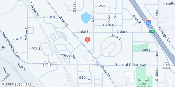 Map showing The Hope Center Utah at 545 S State St., Clearfield, UT