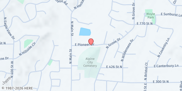 Map showing Draper Senior Center at 1148 E Pioneer Rd, Draper, UT